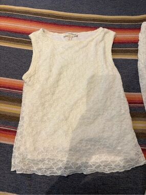See You Monday Ivory Lace Sleeveless Top and Skirt Set